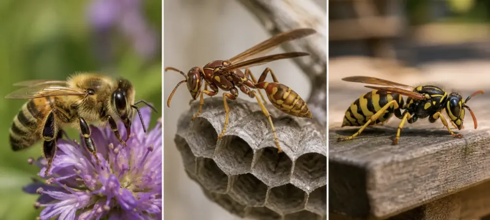 bee vs wasp vs yellow jacket comparison
